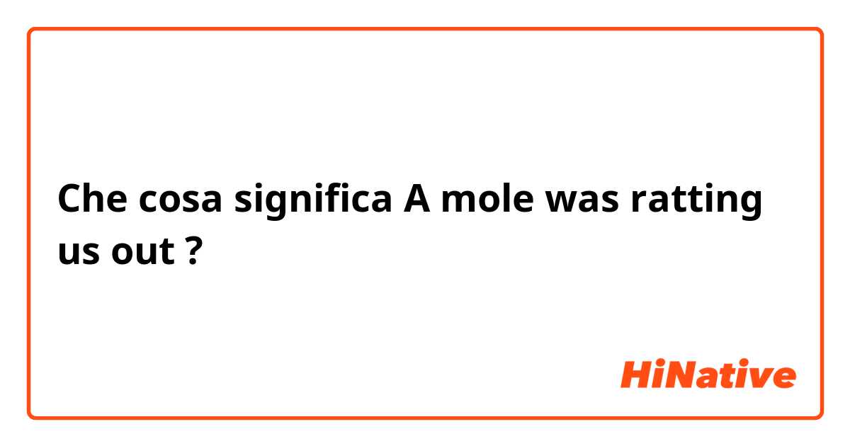 Che cosa significa A mole was ratting us out?