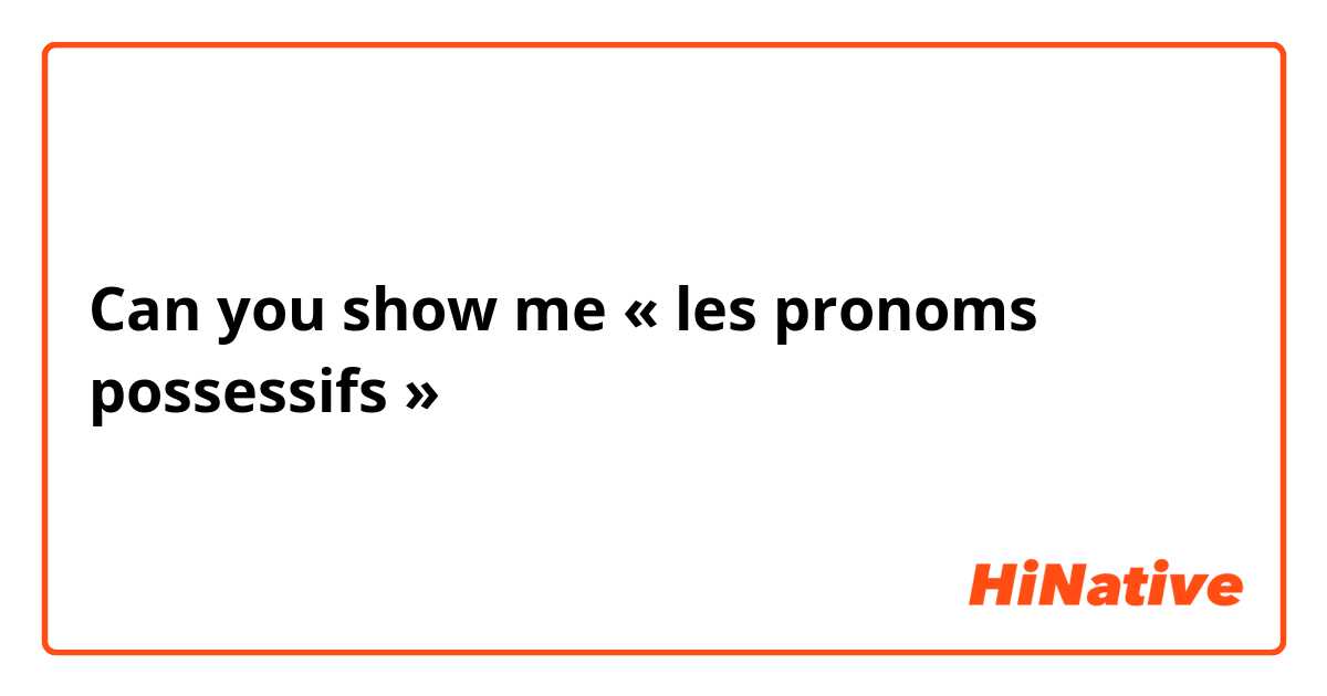 Can you show me « les pronoms possessifs » 