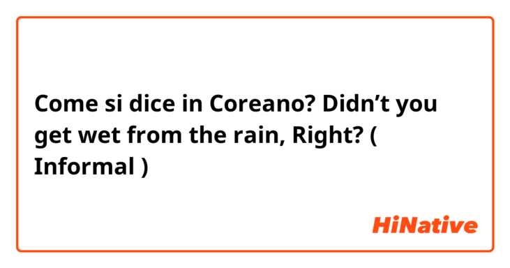 Come si dice in Coreano? Didn’t you get wet from the rain, Right? ( Informal )