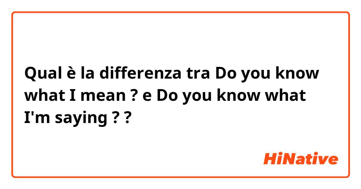 Qual è la differenza tra  Do you know what I mean ? e Do you know what I'm saying ? ?