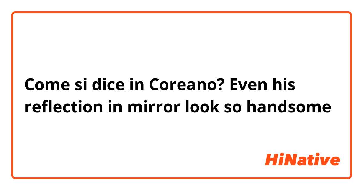 Come si dice in Coreano? Even his reflection in mirror look so handsome