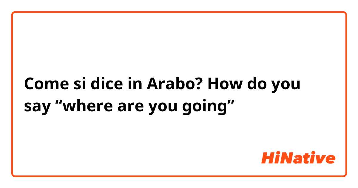 Come si dice in Arabo? How do you say “where are you going”
