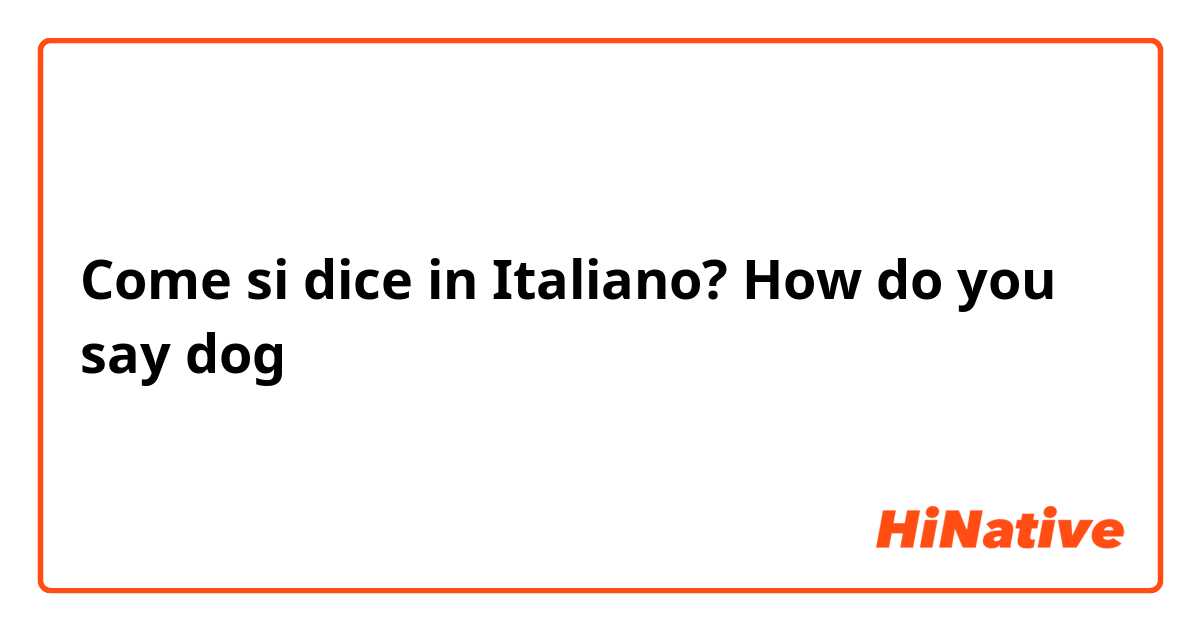 Come si dice in Italiano? How do you say dog 
