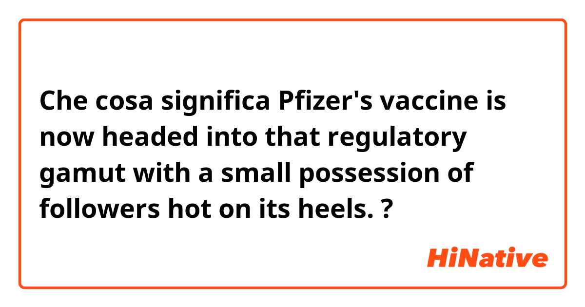 Che cosa significa Pfizer's vaccine is now headed into that regulatory gamut with a small possession of followers hot on its heels.?