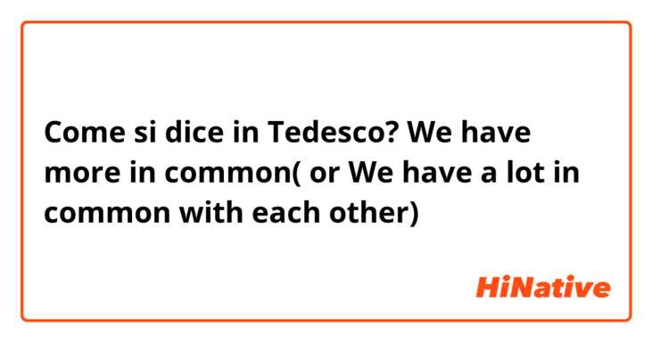 Come si dice in Tedesco? We have more in common( or We have a lot in common with each other)