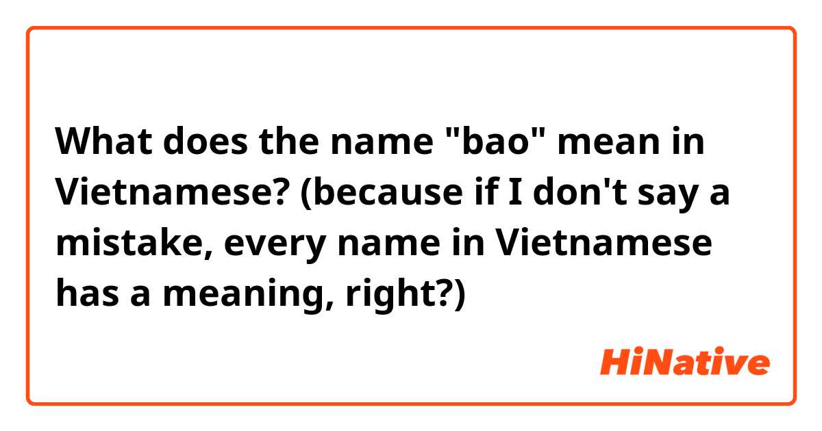 What does the name "bao" mean in Vietnamese? (because if I don't say a mistake, every name in Vietnamese has a meaning, right?)