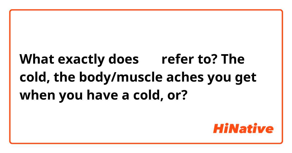 What exactly does 몸살 refer to? The cold, the body/muscle aches you get when you have a cold, or?