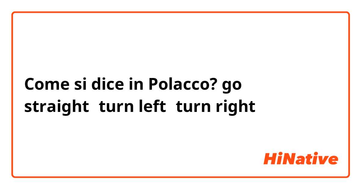 Come si dice in Polacco? go straight，turn left，turn right