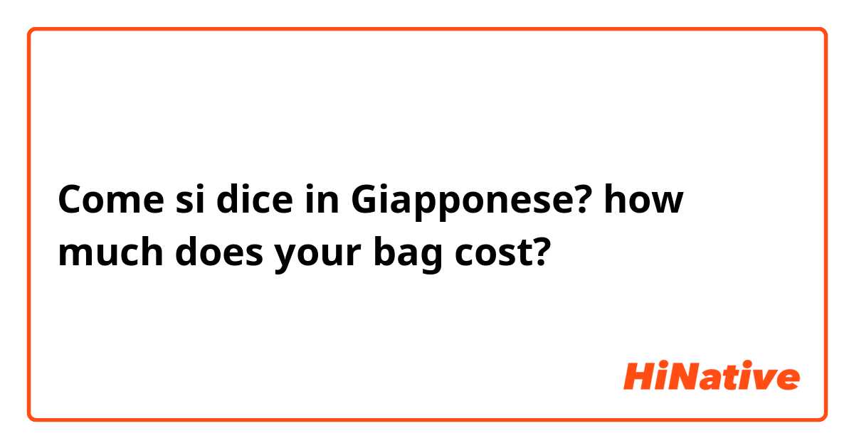 Come si dice in Giapponese? how much does your bag cost?