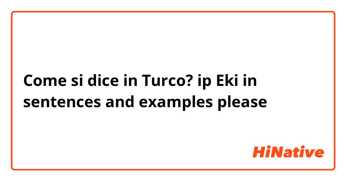 Come si dice in Turco? ip Eki in sentences and examples please 