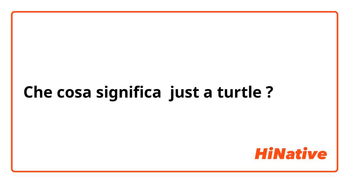 Che cosa significa just a turtle?