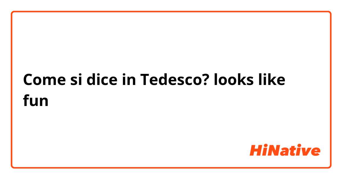Come si dice in Tedesco? looks like fun 
