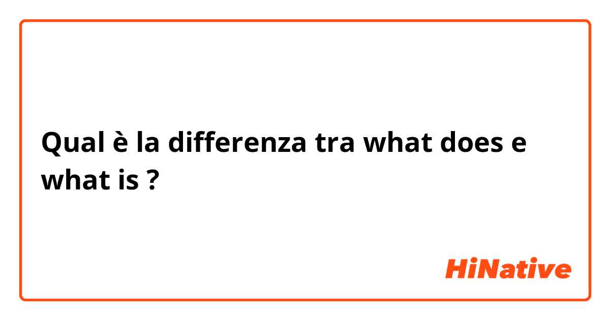 Qual è la differenza tra  what does e what is ?