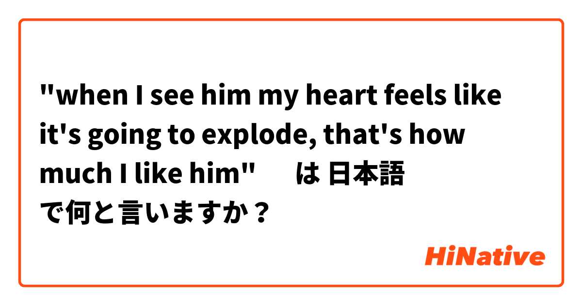 "when I see him my heart feels like it's going to explode, that's how much I like him" 😊♥️ は 日本語 で何と言いますか？