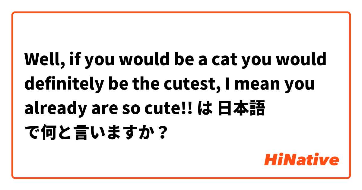 Well, if you would be a cat you would definitely be the cutest, I mean you already are so cute!!  は 日本語 で何と言いますか？