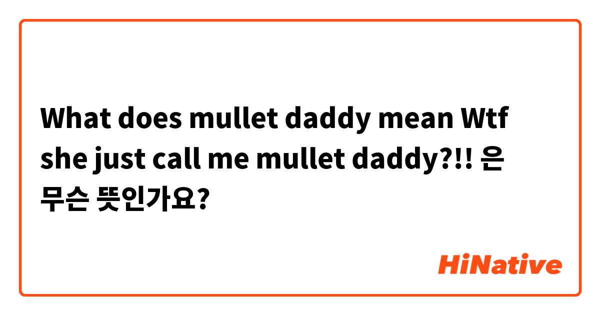 What does mullet daddy mean
Wtf she just call me mullet daddy?!!은 무슨 뜻인가요?
