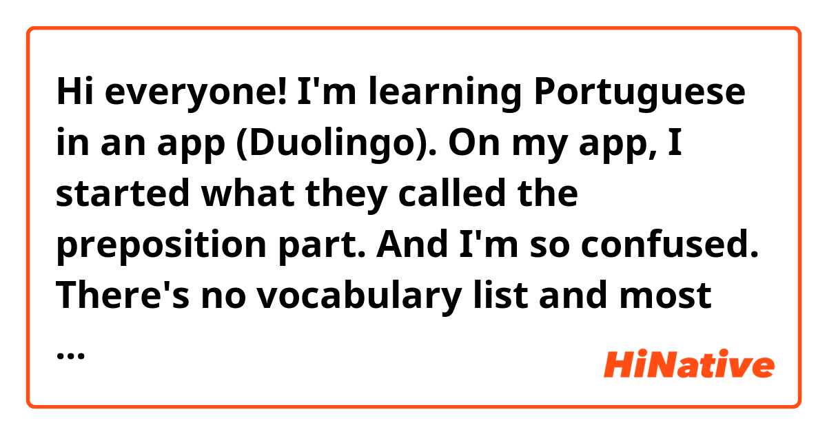 Hi everyone!
I'm learning Portuguese in an app (Duolingo).
On my app, I started what they called the preposition part.

And I'm so confused. There's no vocabulary list and most important: there's no explanations. So now, I made my list of words which all looks like each other and I can't even make a difference between them, I'm using it completely randomly.

I hope you could help me understand the difference between them and maybe show me some examples of using them.
Do not hesitate to tell me if, in my list, there's some of them you don't use (or not often).

Here's my list (I might have forgot one or two), alphabetically:
- àquele / àquela
- daquele / daquela
- dele / dela
- desse / dessa
- deste / desta
- disso
- (disto: if "nisto" exist, does "disto" exist? I don't remember seeing this one)
- naquele / naquela
- nele / nela
- nesse / nessa
- neste / nesta
- nisso
- nisto
- no / na

Please, can you help me?
I know I'm asking a lot in only one question, but I'm completely lost...