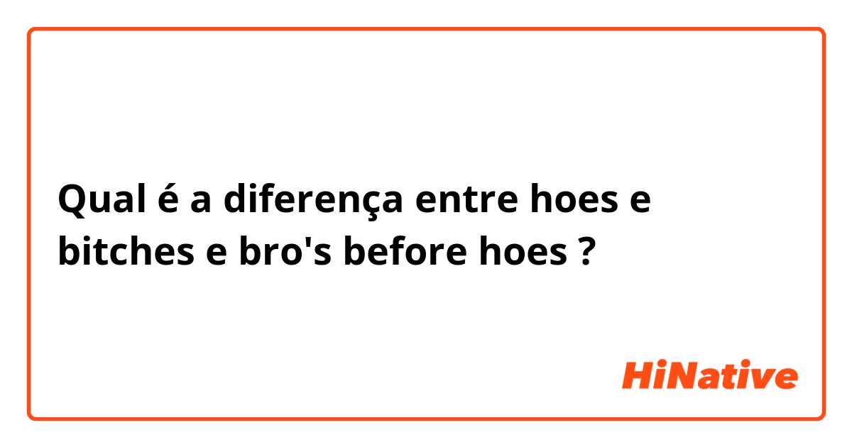 Qual é a diferença entre hoes e bitches e bro's before hoes ?