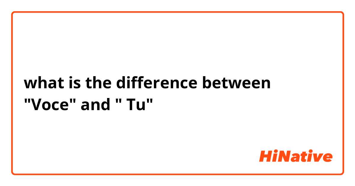 what is the difference between "Voce" and " Tu"  