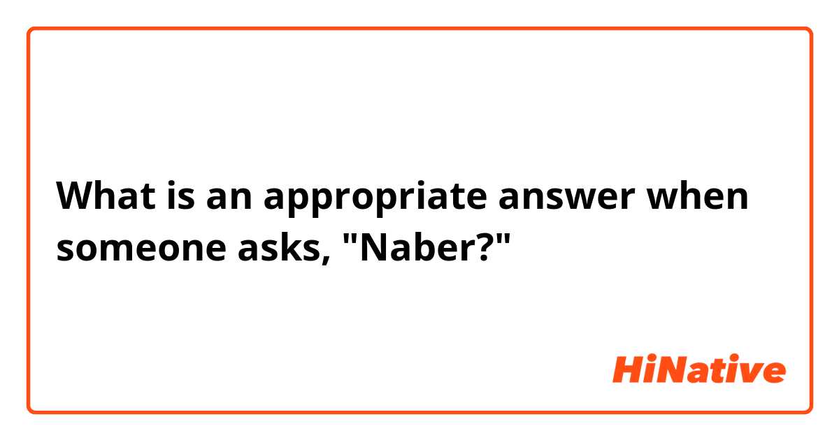What is an appropriate answer when someone asks, "Naber?"