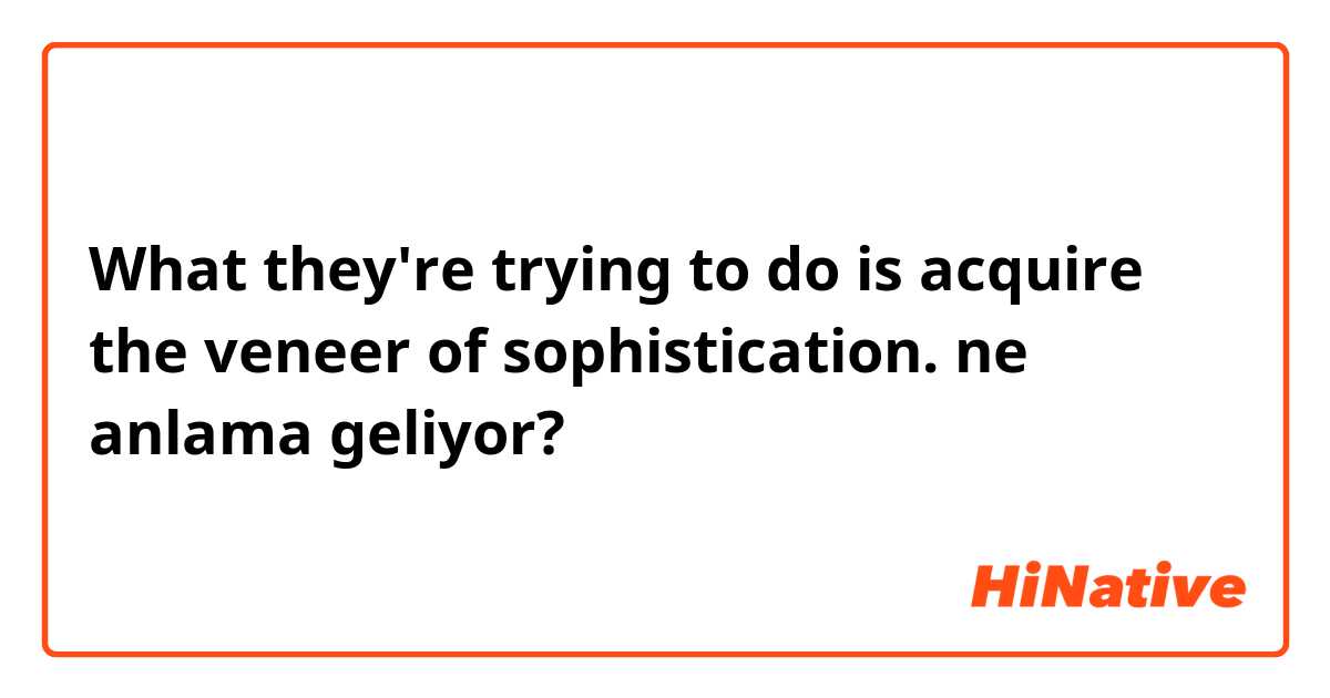 What they're trying to do is acquire the veneer of sophistication. ne anlama geliyor?