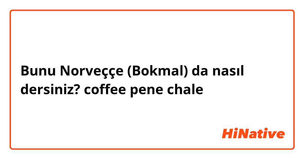 Bunu Norveççe (Bokmal) da nasıl dersiniz? coffee pene chale

