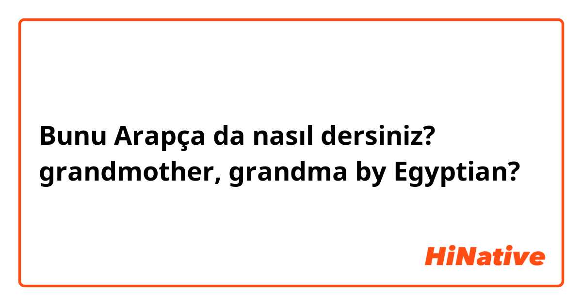 Bunu Arapça da nasıl dersiniz? grandmother, grandma by Egyptian? 