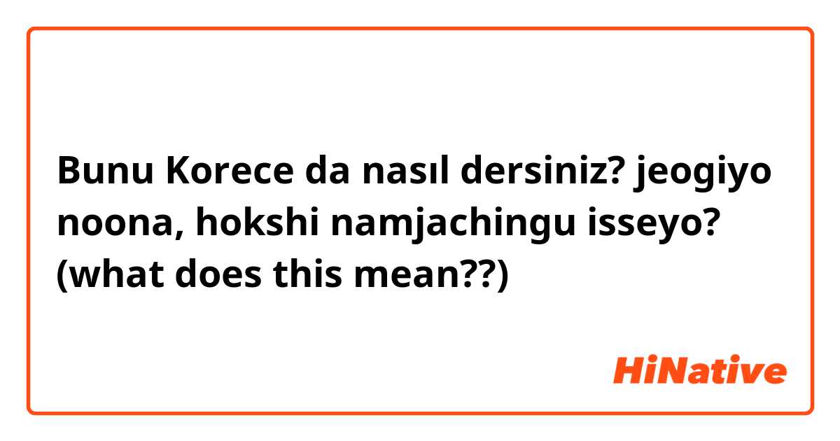 Bunu Korece da nasıl dersiniz? jeogiyo noona, hokshi namjachingu isseyo? (what does this mean??)