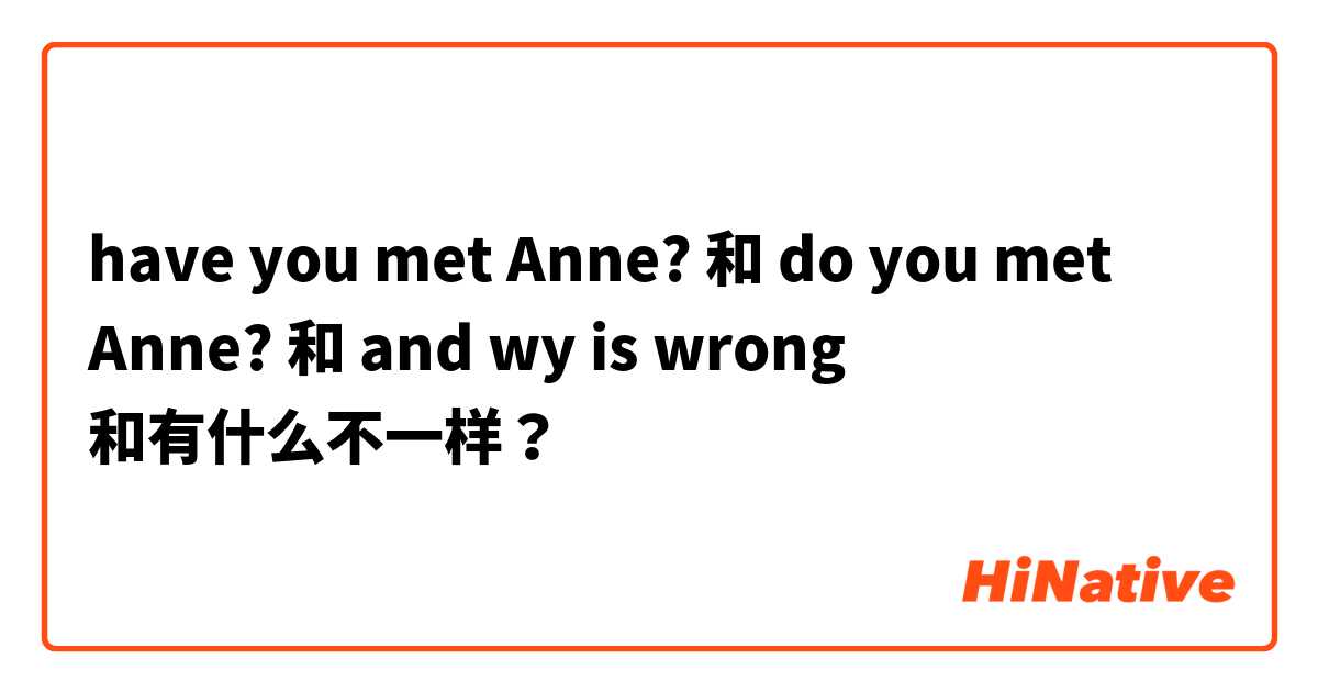 have you met Anne? 和 do you met Anne? 和 and wy is wrong  和有什么不一样？