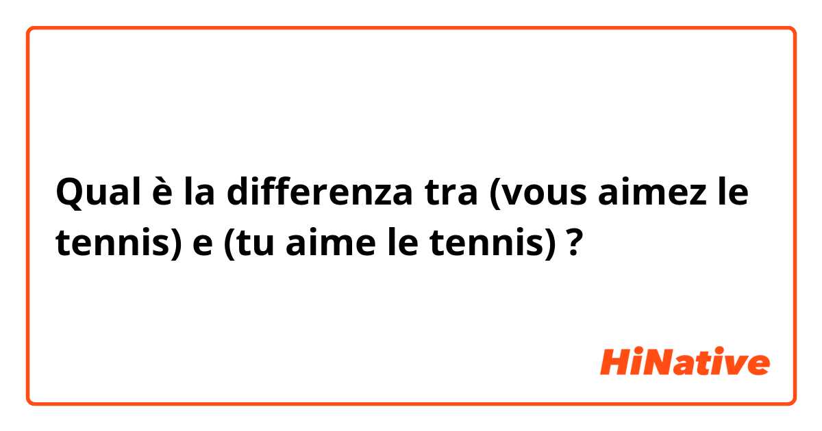 Qual è la differenza tra  (vous aimez le tennis) e (tu aime le tennis) ?