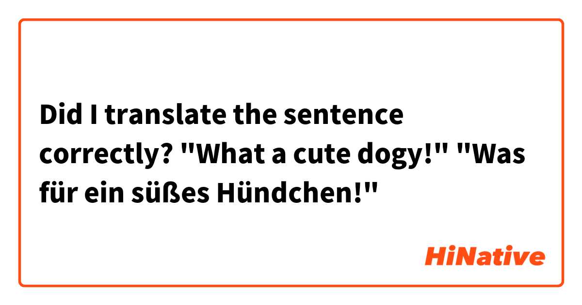 Did I translate the sentence correctly?
"What a cute dogy!"
"Was für ein süßes Hündchen!"