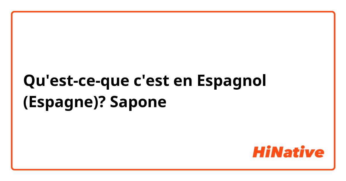 Qu'est-ce-que c'est en Espagnol (Espagne)? Sapone