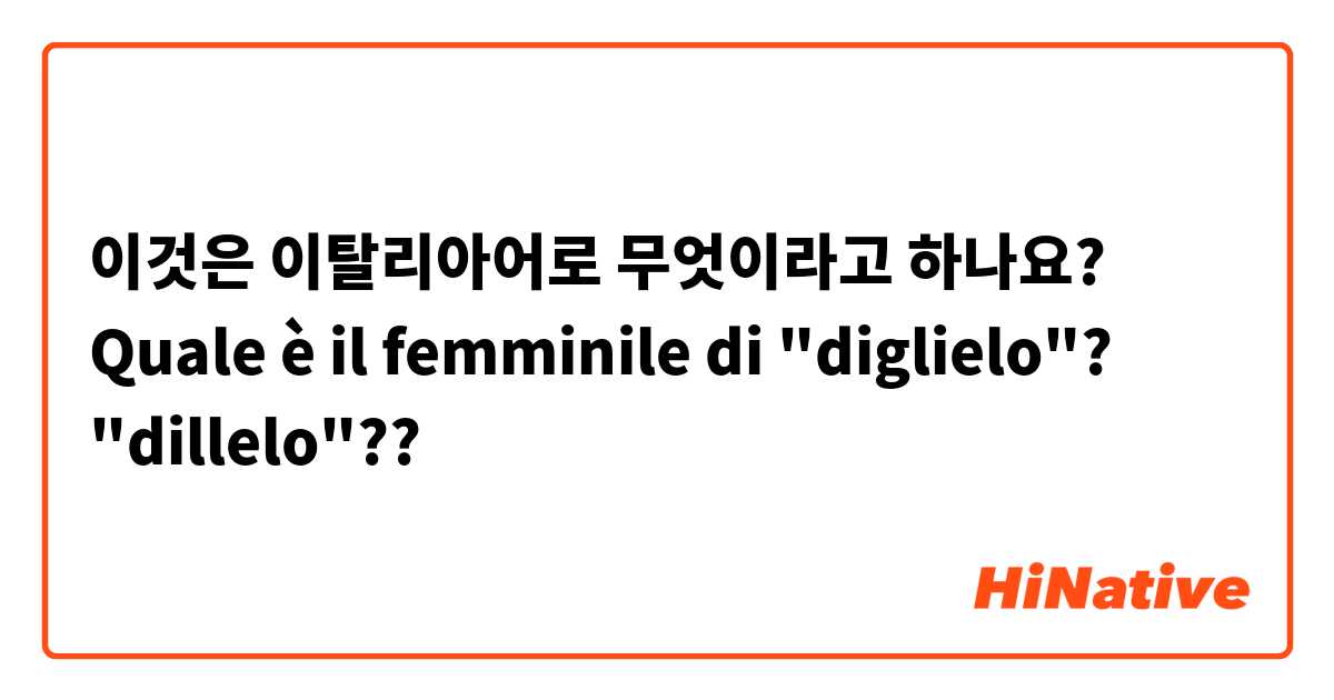 이것은 이탈리아어로 무엇이라고 하나요? Quale è il femminile di "diglielo"?

"dillelo"?? 