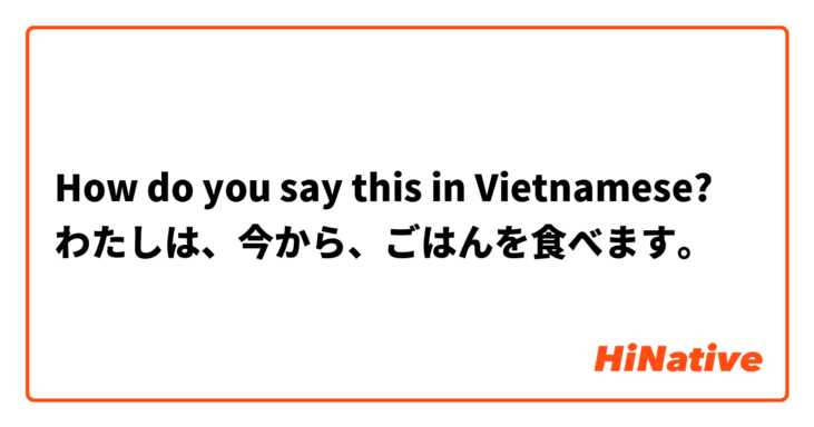 How do you say this in Vietnamese? わたしは、今から、ごはんを食べます。