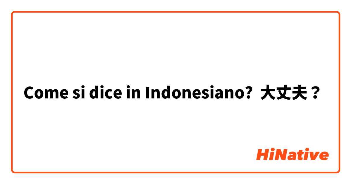 Come si dice in Indonesiano? 大丈夫？