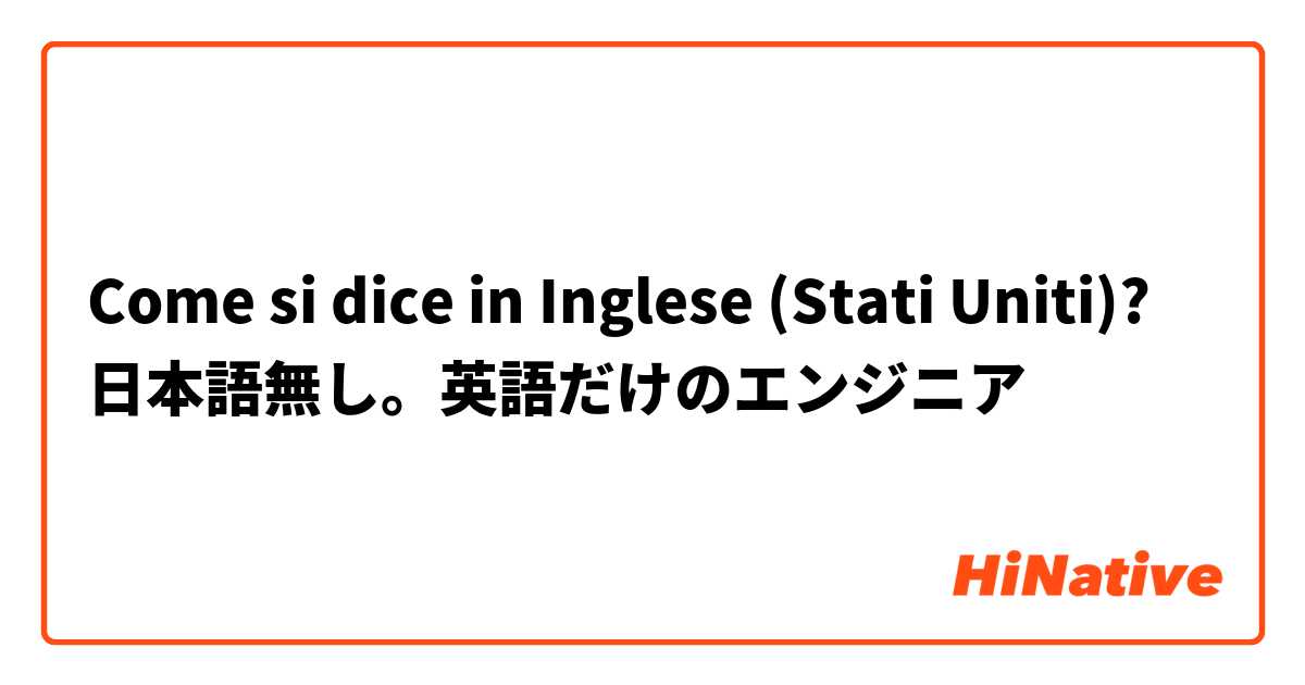 Come si dice in Inglese (Stati Uniti)? 日本語無し。英語だけのエンジニア