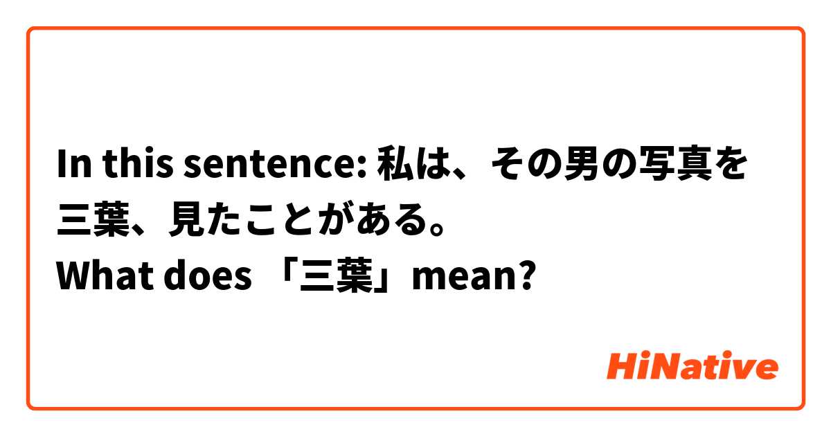 In this sentence: 私は、その男の写真を三葉、見たことがある。 
What does 「三葉」mean?