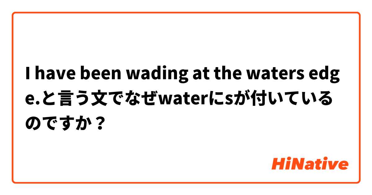 I have been wading at the waters edge.と言う文でなぜwaterにsが付いているのですか？