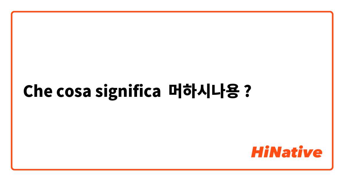 Che cosa significa  머하시나용?
