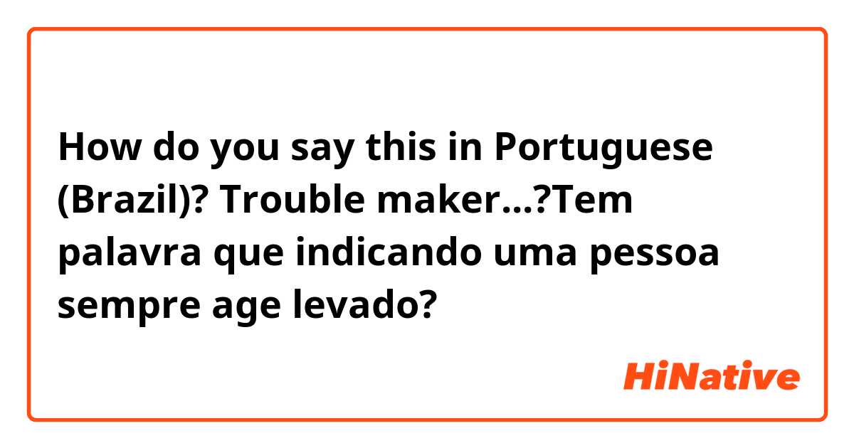 How do you say this in Portuguese (Brazil)? Trouble maker...?Tem palavra que indicando uma pessoa sempre age levado? 
