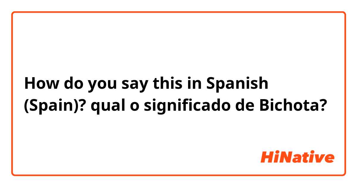 How do you say this in Spanish (Spain)? qual o significado de Bichota?