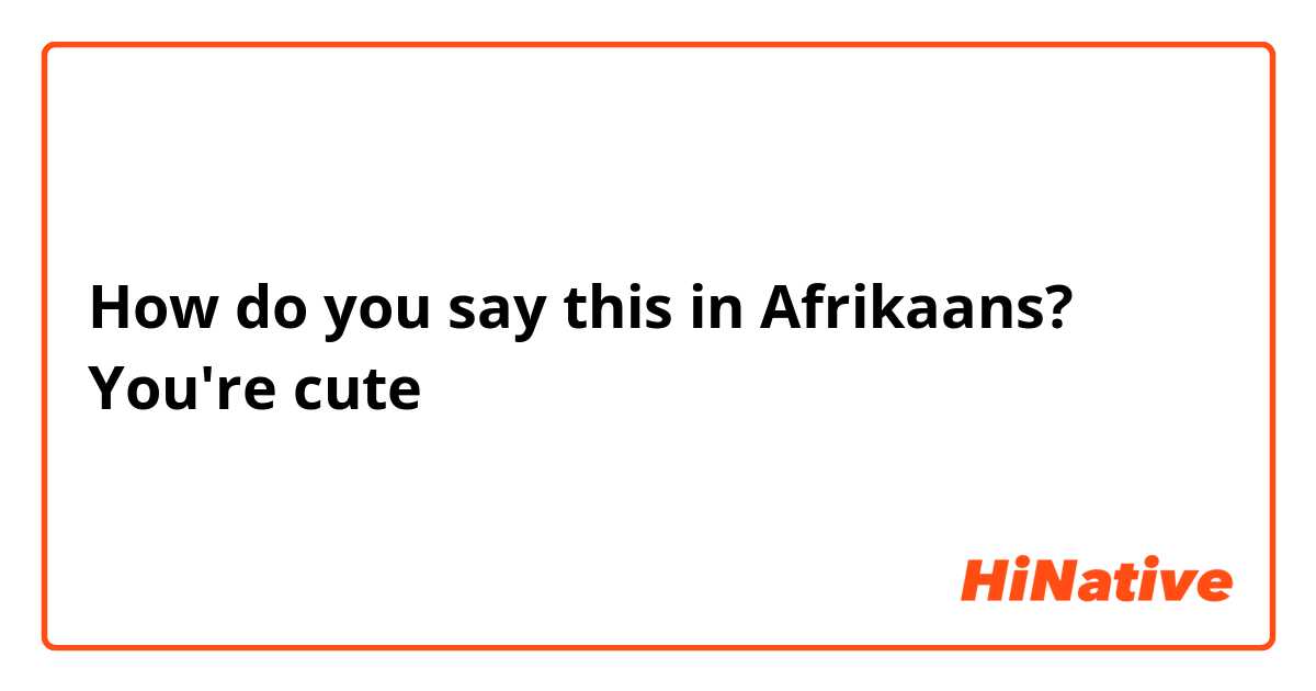 How do you say this in Afrikaans? You're cute 