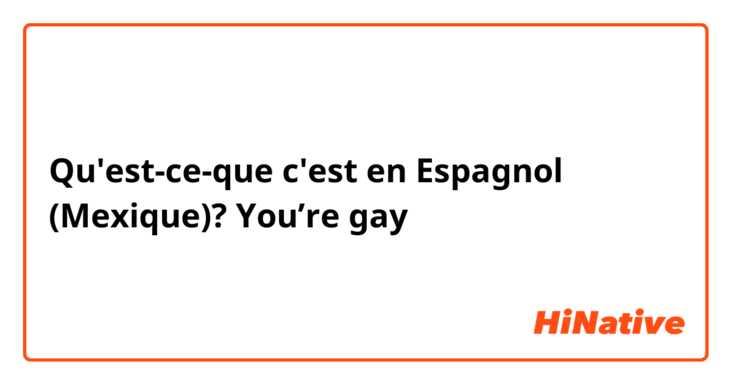 Qu'est-ce-que c'est en Espagnol (Mexique)? You’re gay