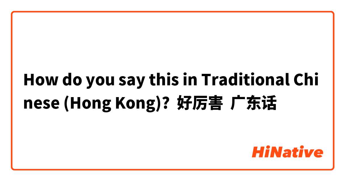 How do you say this in Traditional Chinese (Hong Kong)? 好厉害  广东话