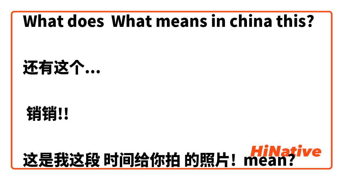 What does What means in china this? 

还有这个... 

 销销!!

这是我这段 时间给你拍 的照片! mean?