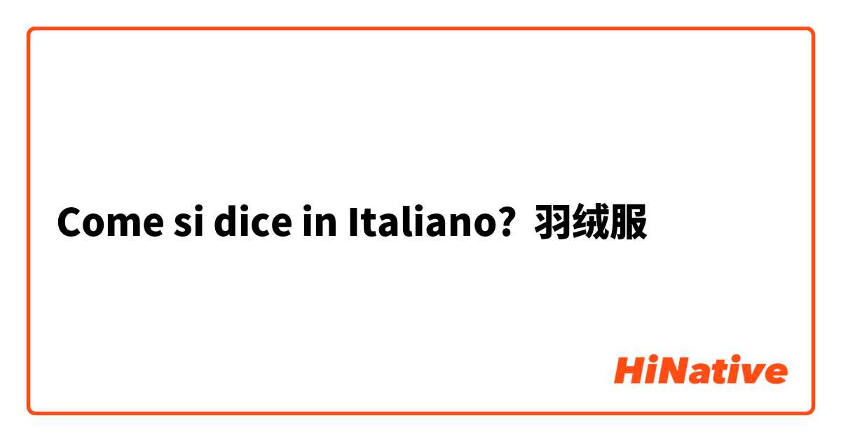 Come si dice in Italiano? 羽绒服

