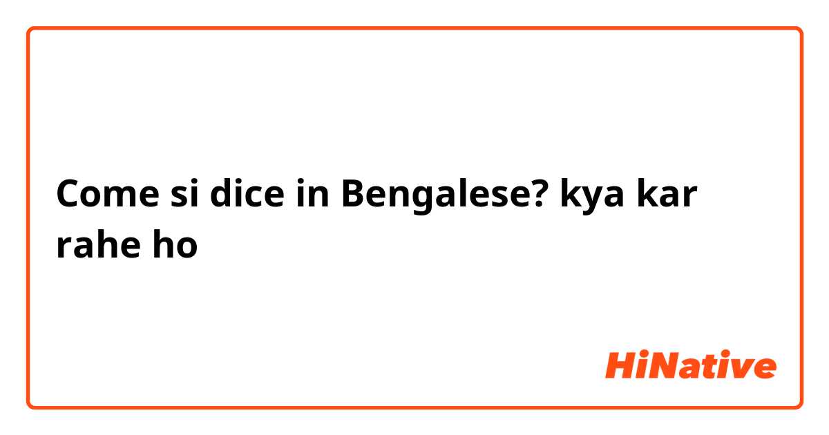 Come si dice in Bengalese? kya kar rahe ho