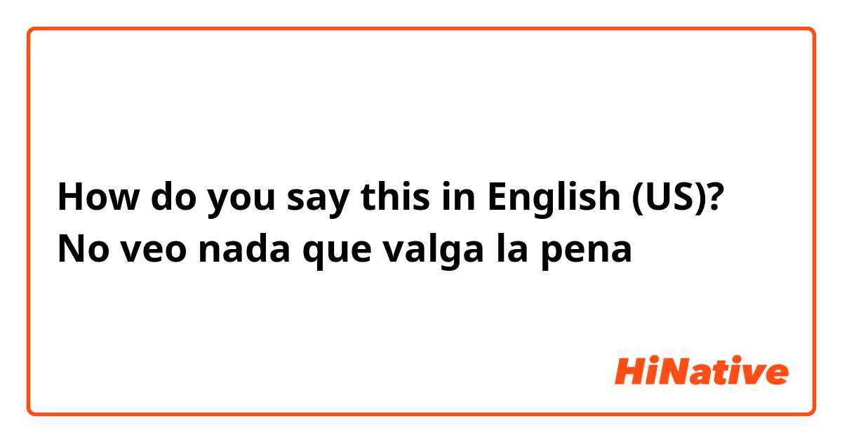 How do you say this in English (US)? No veo nada que valga la pena