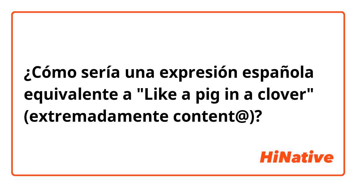 ¿Cómo sería una expresión española equivalente a "Like a pig in a clover" (extremadamente content@)?