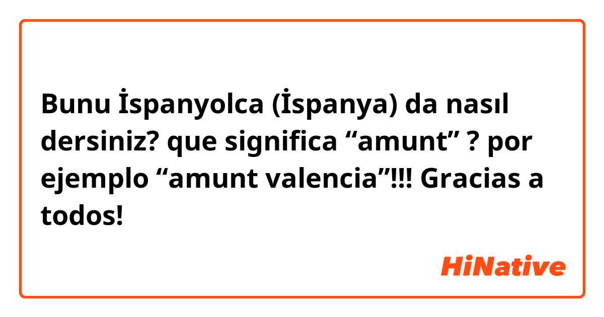 Bunu İspanyolca (İspanya) da nasıl dersiniz? que significa “amunt” ? por ejemplo “amunt valencia”!!! Gracias a todos!